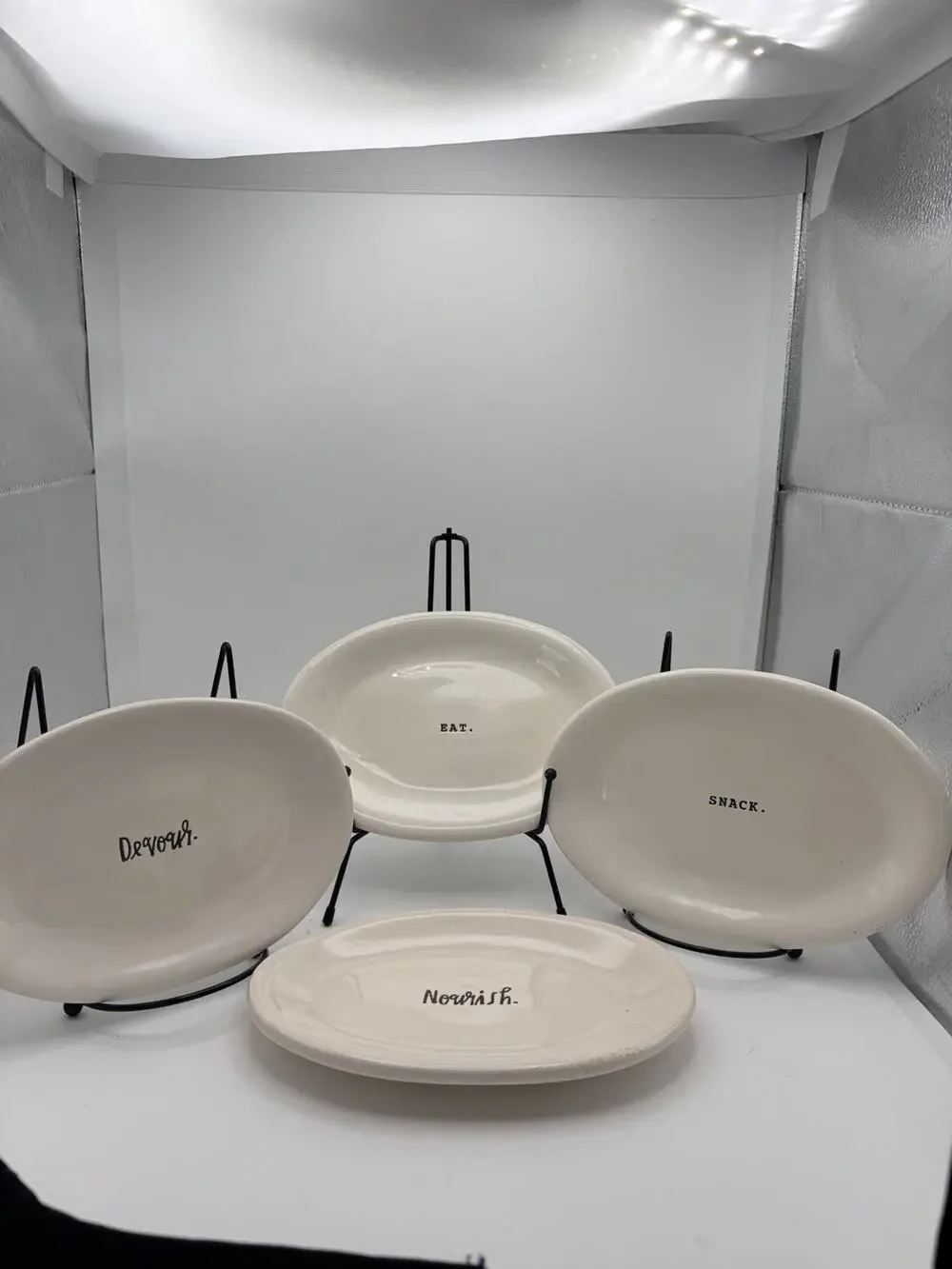 Rae Dunn Oval Snack Plates 8